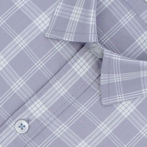Men's 100% Cotton Windowpane Checkered Half Sleeves Shirt (Mauve)