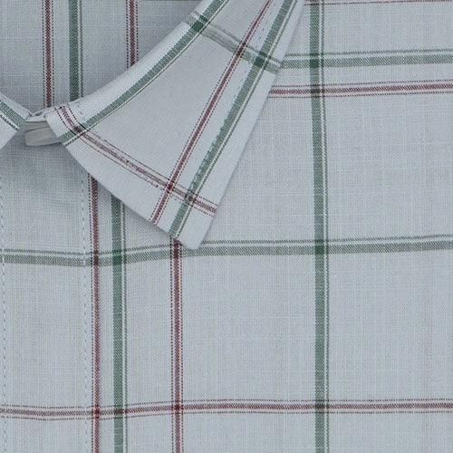 Men's 100% Cotton Windowpane Checkered Half Sleeves Shirt (Sky Blue)