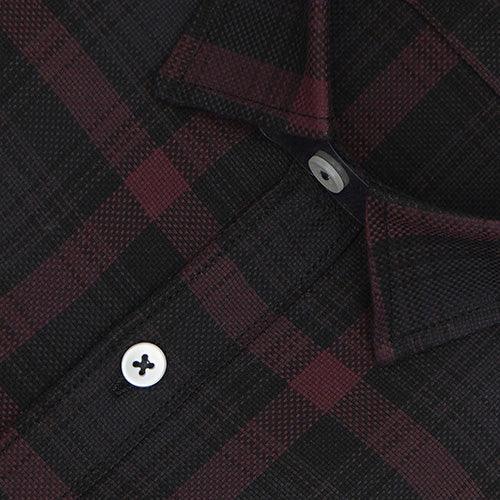 Men's 100% Cotton Windowpane Checkered Half Sleeves Shirt (Wine)