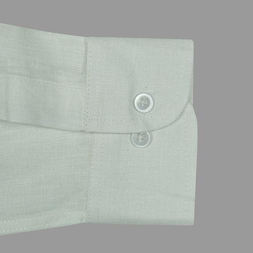 Men's 100% Linen Plain Solid Full Sleeves Shirt (White)