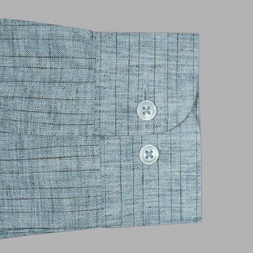Men's Cotton Linen Wide Pin Striped Full Sleeves Shirt (Blue)