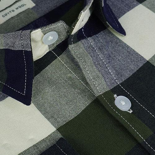 Men's Winter Wear Cottswool Big / Buffalo Checkered Full Sleeves Shirt (Green)