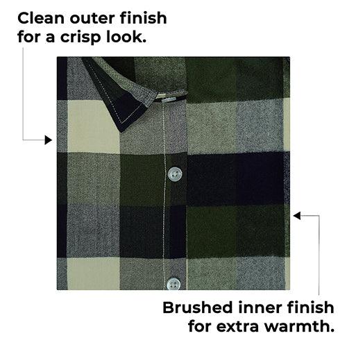 Men's Winter Wear Cottswool Big / Buffalo Checkered Full Sleeves Shirt (Green)