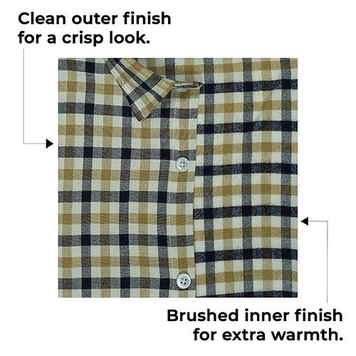 Men's Winter Wear Cottswool Dupplin Checkered Full Sleeves Shirt (Brown)