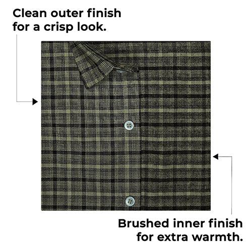 Men's Winter Wear Cottswool Dupplin Checkered Full Sleeves Shirt (Brown)