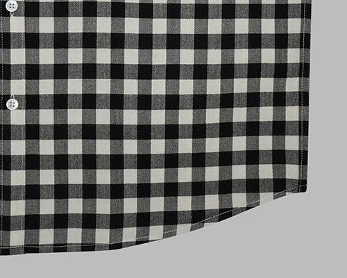 Men's Winter Wear Cottswool Gingham Checkered Full Sleeves Shirt (Black)