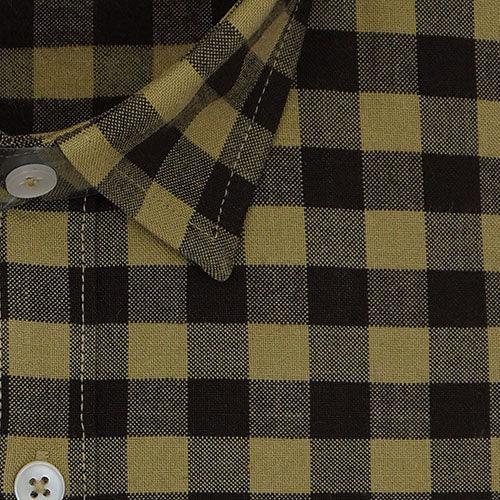 Men's Winter Wear Cottswool Gingham Checkered Full Sleeves Shirt (Brown)