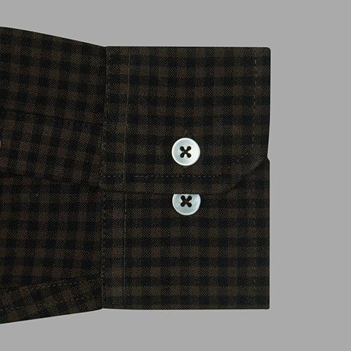 Men's Winter Wear Cottswool Gingham Checkered Full Sleeves Shirt (Brown)