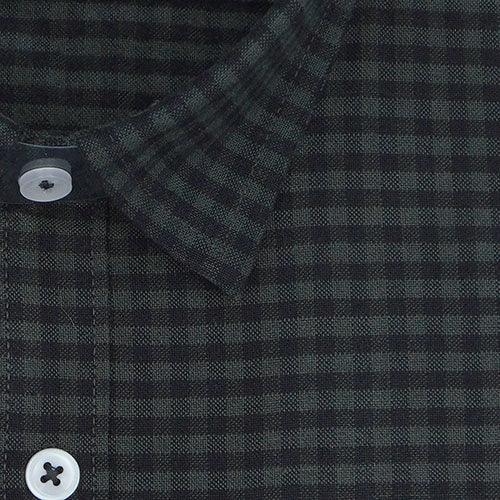 Men's Winter Wear Cottswool Gingham Checkered Full Sleeves Shirt (Grey)