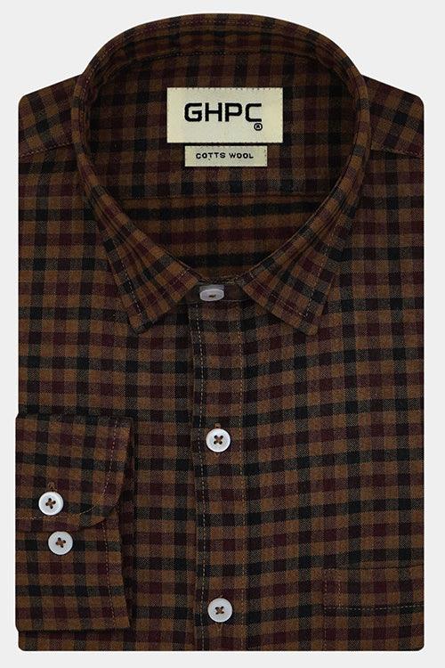 Men's Winter Wear Cottswool Gingham Checkered Full Sleeves Shirt (Multicolor)