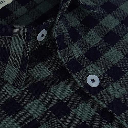 Men's Winter Wear Cottswool Gingham Checkered Full Sleeves Shirt (Navy)