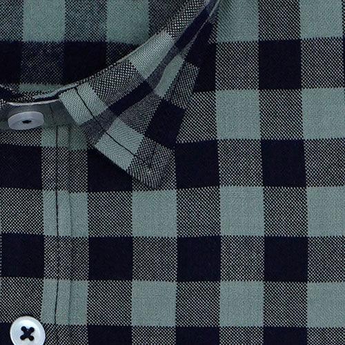 Men's Winter Wear Cottswool Gingham Checkered Full Sleeves Shirt (Steel Grey)