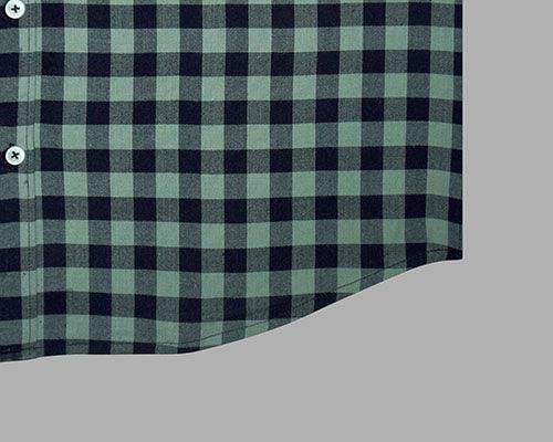 Men's Winter Wear Cottswool Gingham Checkered Full Sleeves Shirt (Steel Grey)