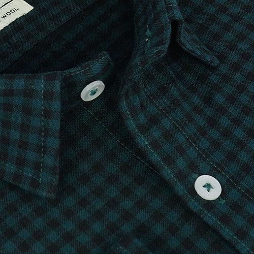 Men's Winter Wear Cottswool Gingham Checkered Full Sleeves Shirt (Teal)