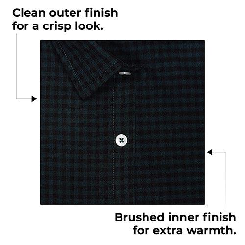 Men's Winter Wear Cottswool Gingham Checkered Full Sleeves Shirt (Teal)