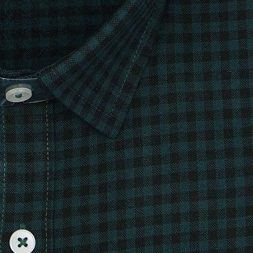 Men's Winter Wear Cottswool Gingham Checkered Full Sleeves Shirt (Teal)