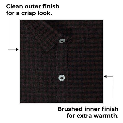 Men's Winter Wear Cottswool Gingham Checkered Full Sleeves Shirt (Wine)