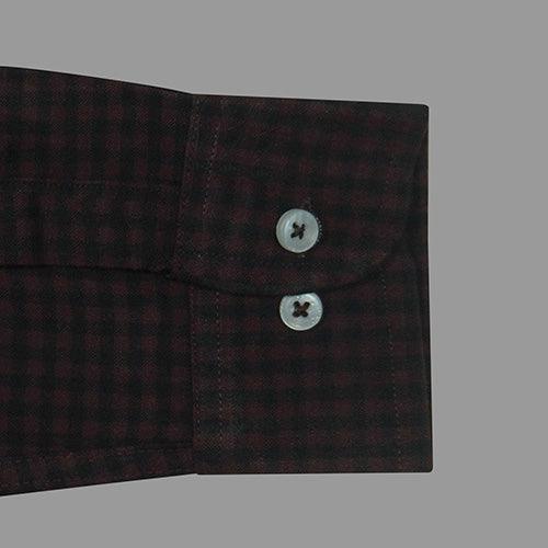 Men's Winter Wear Cottswool Gingham Checkered Full Sleeves Shirt (Wine)