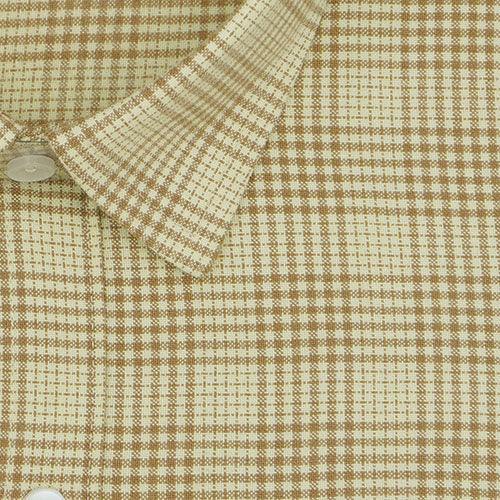 Men's Winter Wear Cottswool Glen Plaid Checkered Full Sleeves Shirt (Beige)