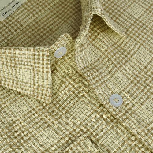 Men's Winter Wear Cottswool Glen Plaid Checkered Full Sleeves Shirt (Brown)