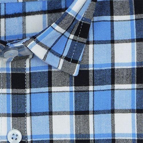 Men's Winter Wear Cottswool Grid Tattersall Checks Full Sleeves Shirt (Blue)