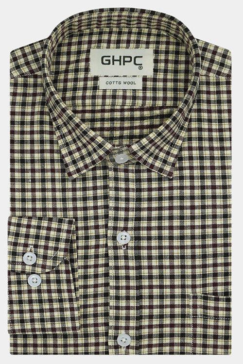Men's Winter Wear Cottswool Gun Club Checkered Full Sleeves Shirt (Multicolor)