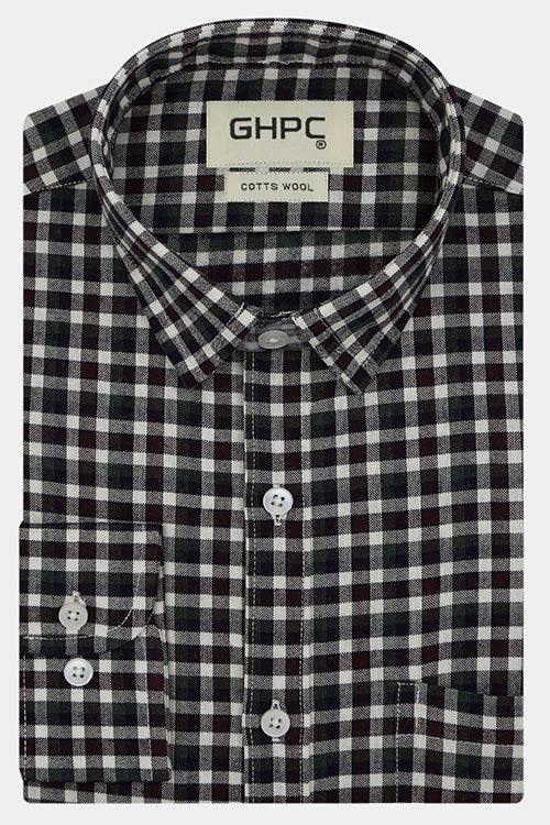 Men's Winter Wear Cottswool Plaid Checkered Full Sleeves Shirt (Multicolor)