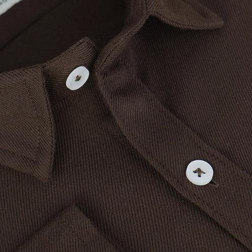 Men's Winter Wear Cottswool Plain Solid Full Sleeves Shirt (Brown)