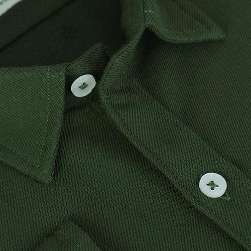 Men's Winter Wear Cottswool Plain Solid Full Sleeves Shirt (Forest Green)