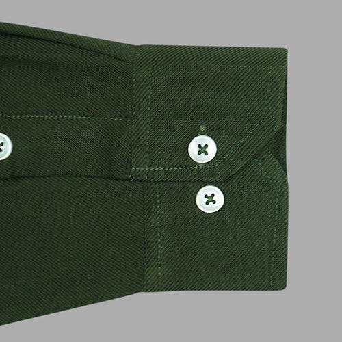 Men's Winter Wear Cottswool Plain Solid Full Sleeves Shirt (Forest Green)