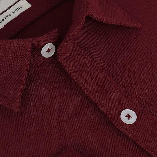 Men's Winter Wear Cottswool Plain Solid Full Sleeves Shirt (Maroon)