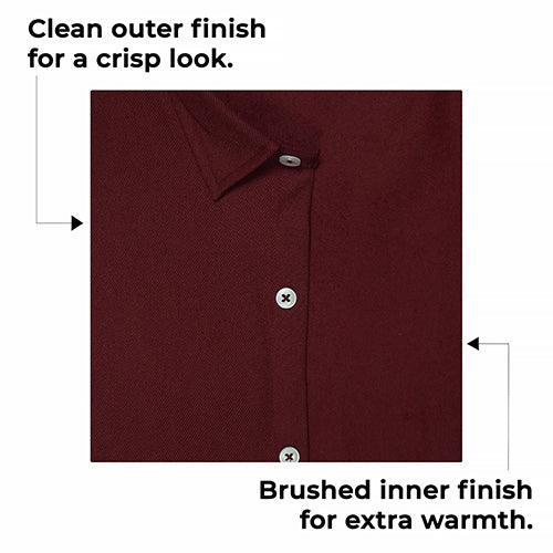 Men's Winter Wear Cottswool Plain Solid Full Sleeves Shirt (Maroon)