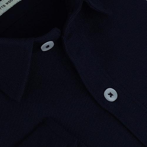 Men's Winter Wear Cottswool Plain Solid Full Sleeves Shirt (Navy)