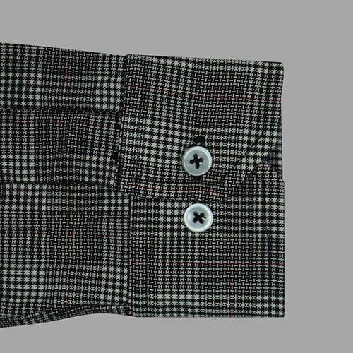 Men's Winter Wear Cottswool Prince Of Wales Checkered Full Sleeves Shirt (Black)