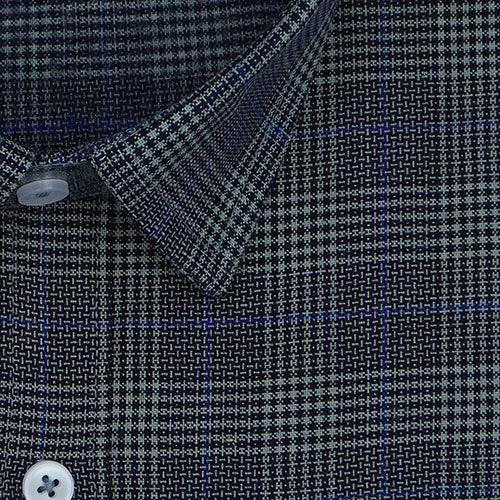 Men's Winter Wear Cottswool Prince Of Wales Checkered Full Sleeves Shirt (Navy)