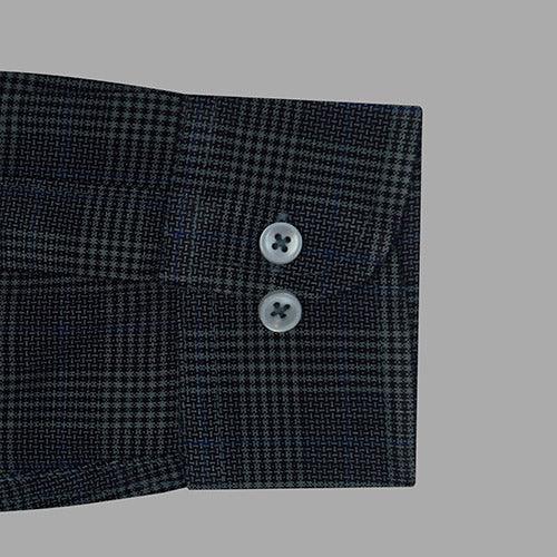 Men's Winter Wear Cottswool Prince Of Wales Checkered Full Sleeves Shirt (Navy)