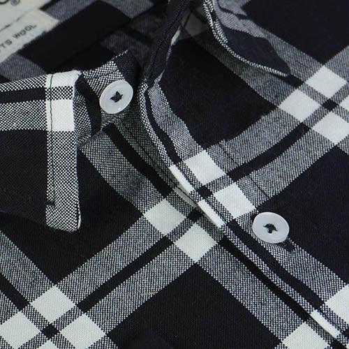 Men's Winter Wear Cottswool Windowpane Checkered Full Sleeves Shirt (Black)