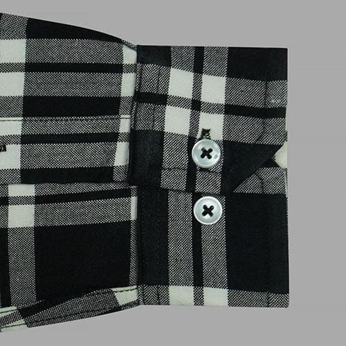 Men's Winter Wear Cottswool Windowpane Checkered Full Sleeves Shirt (Black)