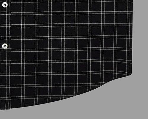 Men's Winter Wear Cottswool Windowpane Checkered Full Sleeves Shirt (Black)