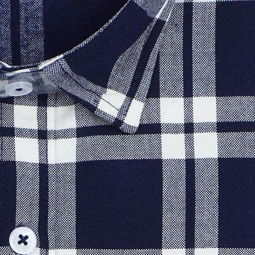 Men's Winter Wear Cottswool Windowpane Checkered Full Sleeves Shirt (Navy)