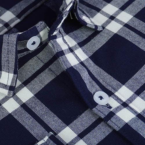 Men's Winter Wear Cottswool Windowpane Checkered Full Sleeves Shirt (Navy)