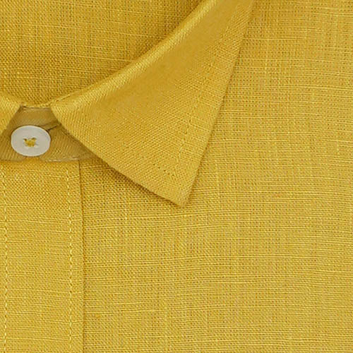 Men's 100% Linen Plain Solid Full Sleeves Regular Fit Formal Shirt (Mustard) FSF1200129_2