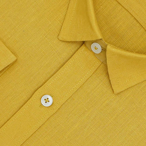 Men's 100% Linen Plain Solid Full Sleeves Regular Fit Formal Shirt (Mustard) FSF1200129_3