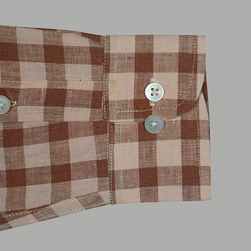 Men's 100% Linen Plaid Checks Full Sleeves Regular Fit Formal Shirt (Peach) FSF1200225_5