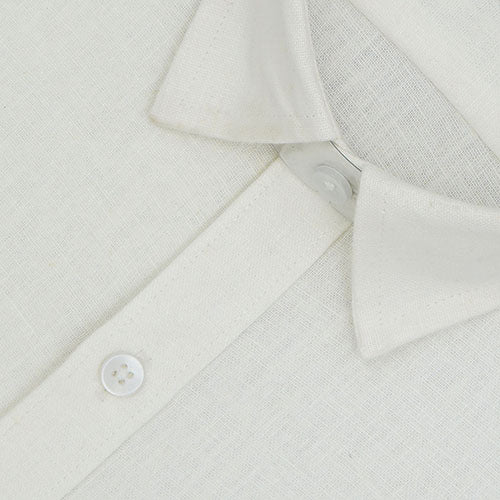 Men's 100% Linen Plain Solid Half Sleeves Regular Fit Formal Shirt (White) FSH1200101_3