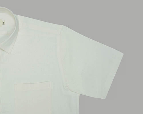 Men's 100% Linen Plain Solid Half Sleeves Regular Fit Formal Shirt (White) FSH1200101_5