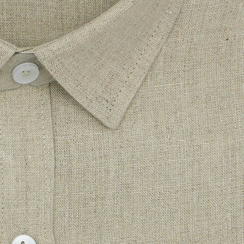 Men's 100% Linen Plain Solid Half Sleeves Regular Fit Formal Shirt (Ivory) FSH1200156_2