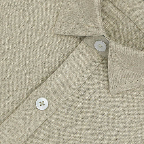 Men's 100% Linen Plain Solid Half Sleeves Regular Fit Formal Shirt (Ivory) FSH1200156_3