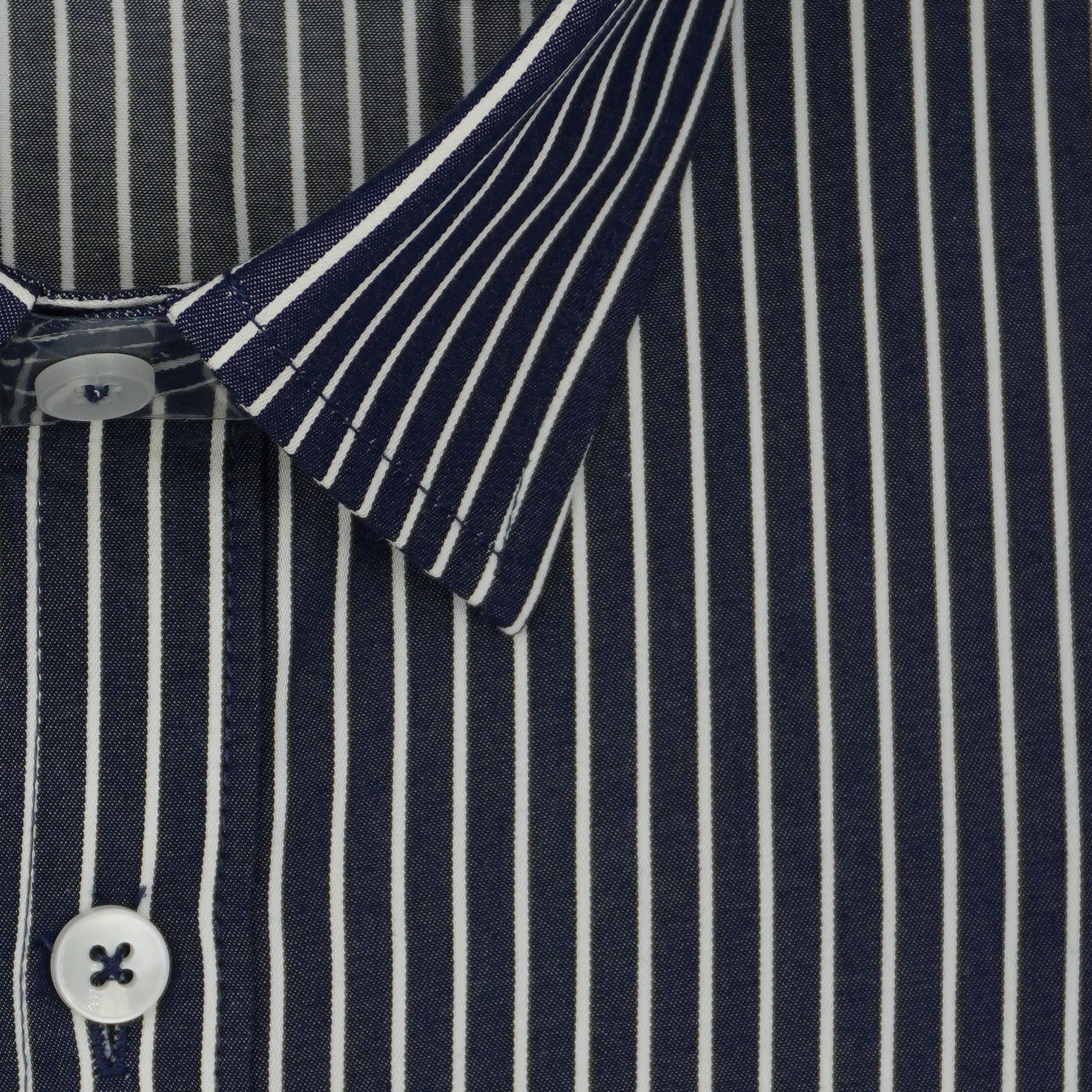 Men's 100% Cotton Balance Striped Half Sleeves Shirt (Navy) FSH302203_2