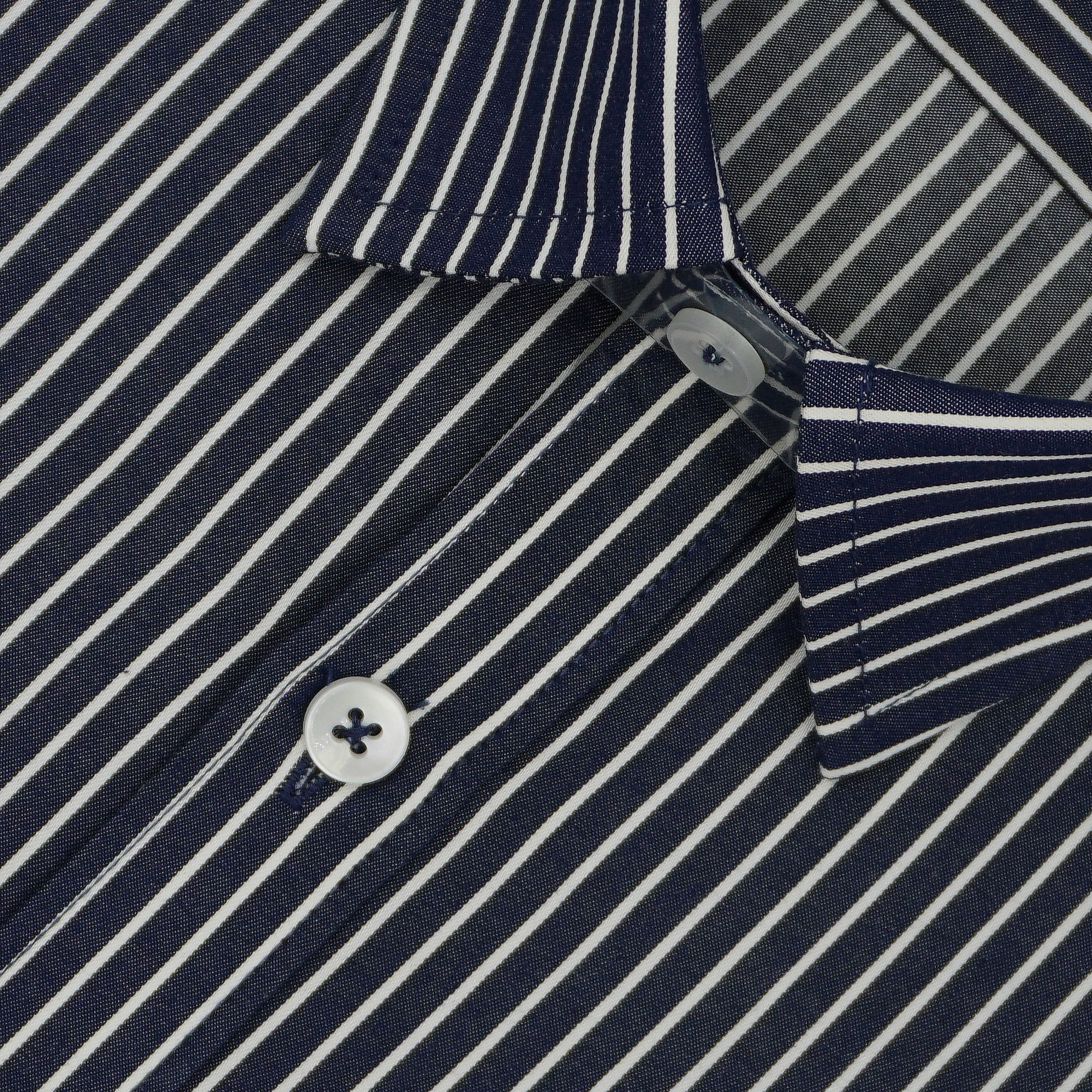 Men's 100% Cotton Balance Striped Half Sleeves Shirt (Navy) FSH302203_3
